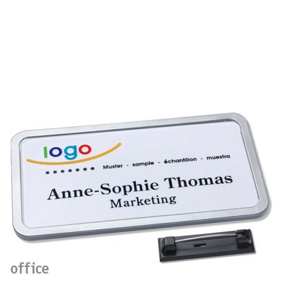 Name badges office quick-print stainless steel pin 75 x 37 mm  | stainless steel 