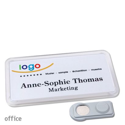 Name badges office quick-print magnet 75 x 37 mm  | transparent  | smag® Magnet 