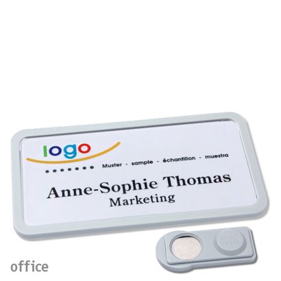 Jmenovky office quick-print, magnet 75 x 37 mm  | světle šedá  | Magnet smag® 