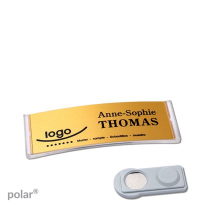 Name badges polar® alu-complete magnet 64 x 22 mm  | transparent  | gold  | smag® Magnet 