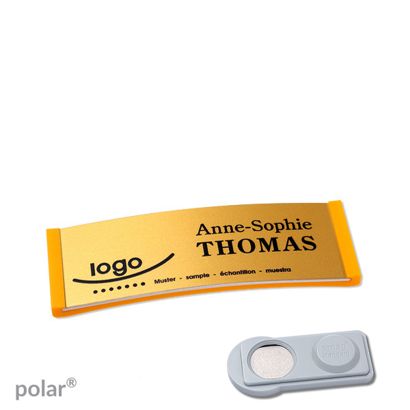 Jmenovky polar® alu-complete, magnet 64 x 22 mm  | žlutá  | zlatá  | Magnet smag® 