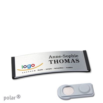 Name badges polar® alu-complete magnet 64 x 22 mm  | black  | silver  | smag® Magnet 