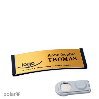 Jmenovky polar® alu-complete, magnet 64 x 22 mm  | černá  | zlatá  | Magnet smag® 