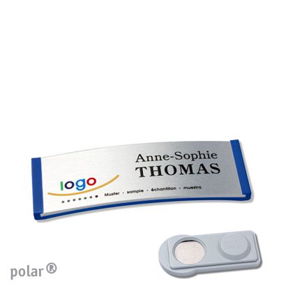 Name badges polar® alu-complete magnet 64 x 22 mm  | blue  | silver  | smag® Magnet 