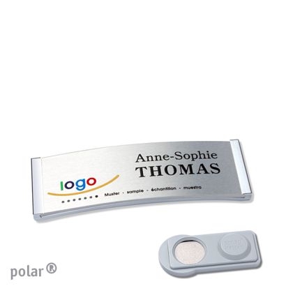 Name badges polar® alu-complete magnet 64 x 22 mm  | chrome  | silver  | smag® Magnet 