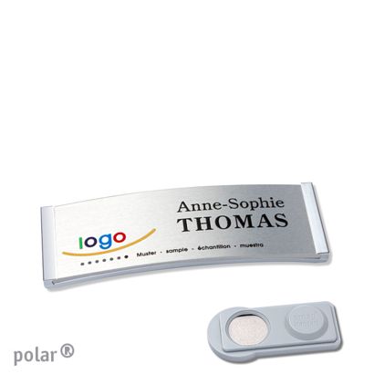 Jmenovky polar® alu-complete, magnet 64 x 22 mm  | ušlechtilá ocel  | stříbrná  | Magnet smag® 