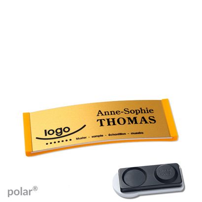 Jmenovky polar® alu-complete, magnet 64 x 22 mm  | žlutá  | zlatá  | Magnet smag®, extra silný 