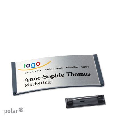 Jmenovky polar® alu-complete se špendlíkem 65 x 30 mm  | antracitová  | stříbrná 