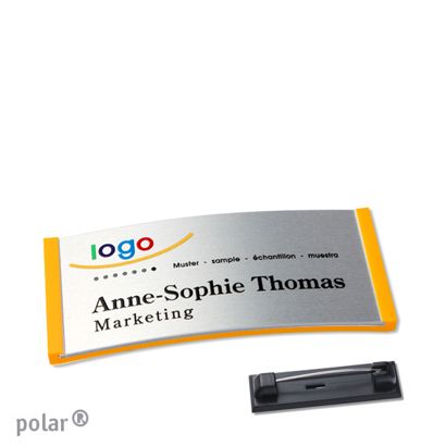 Name badges polar® alu-complete magnet 65 x 30 mm  | yellow  | silver 