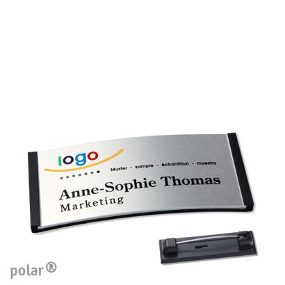 Name badges polar® alu-complete magnet 65 x 30 mm  | black  | silver 