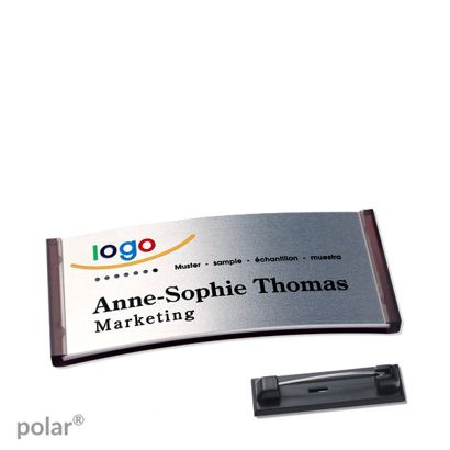 Jmenovky polar® alu-complete se špendlíkem 65 x 30 mm  | průsvitné provedení|antracitová  | stříbrná 