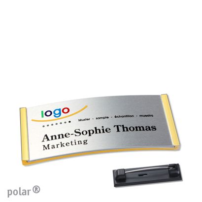 Jmenovky polar® alu-complete se špendlíkem 65 x 30 mm  | zlatá  | stříbrná 