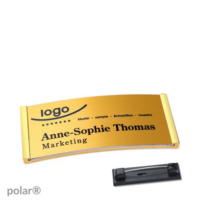 Jmenovky polar® alu-complete se špendlíkem 65 x 30 mm  | zlatá  | zlatá 