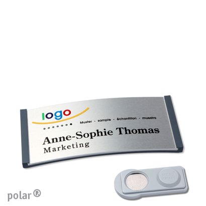 Name badges polar® alu-complete magnet 65 x 30 mm  | anthracite  | silver  | smag® Magnet 