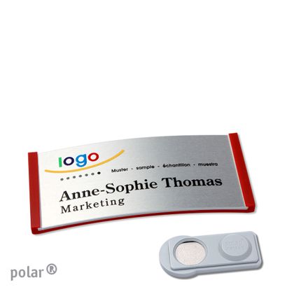 Name badges polar® alu-complete magnet 65 x 30 mm  | red  | silver  | smag® Magnet 