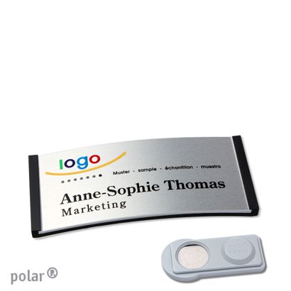 Jmenovky polar® alu-complete, magnet 65 x 30 mm  | černá  | stříbrná  | Magnet smag® 