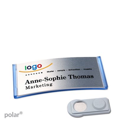 Name badges polar® alu-complete magnet 65 x 30 mm  | translucent|blue  | silver  | smag® Magnet 