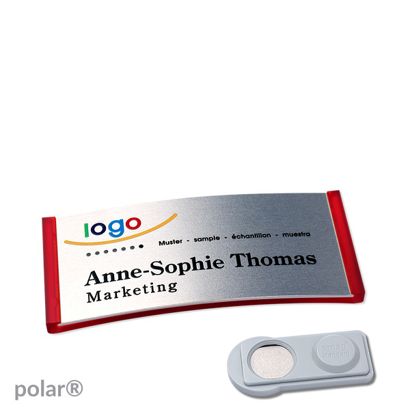 Name badges polar® alu-complete magnet 65 x 30 mm  | translucent|red  | silver  | smag® Magnet 