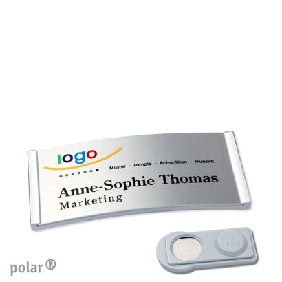 Name badges polar® alu-complete magnet 65 x 30 mm  | chrome  | silver  | smag® Magnet 
