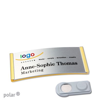 Name badges polar® alu-complete magnet 65 x 30 mm  | gold  | silver  | smag® Magnet 