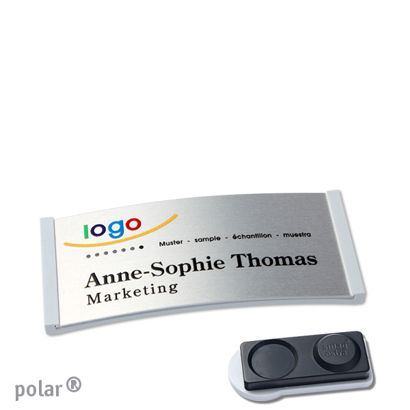 Name badges polar® alu-complete magnet 65 x 30 mm  | light grey  | silver  | smag® magnet, extra strong 