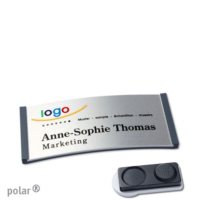Name badges polar® alu-complete magnet 65 x 30 mm  | anthracite  | silver  | smag® magnet, extra strong 