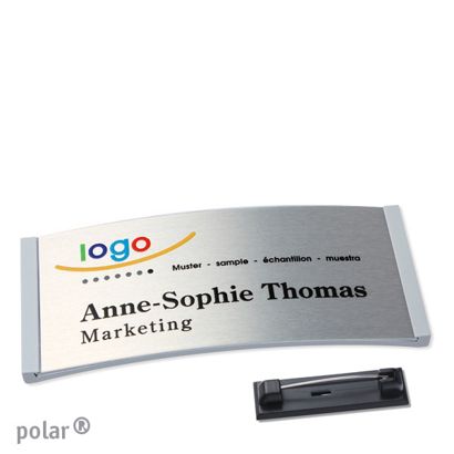 Name badges polar® alu-complete magnet 74 x 34 mm  | light grey  | silver 