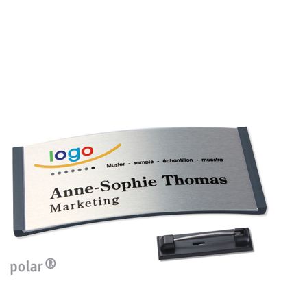 Name badges polar® alu-complete magnet 74 x 34 mm  | anthracite  | silver 