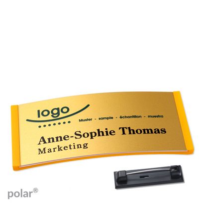 Name badges polar® alu-complete magnet 74 x 34 mm  | yellow  | gold 