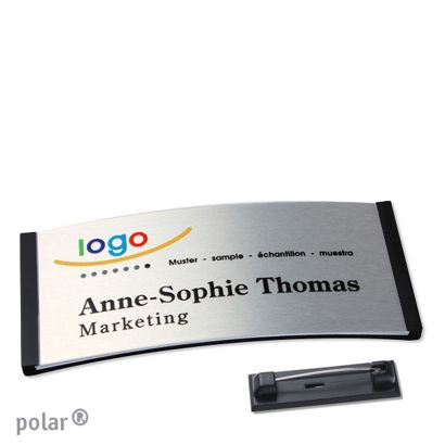 Name badges polar® alu-complete magnet 74 x 34 mm  | black  | silver 