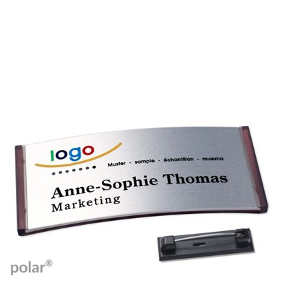 Name badges polar® alu-complete magnet 74 x 34 mm  | translucent|anthracite  | silver 