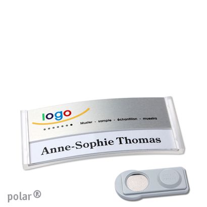 Jmenovky polar® alu-print, magnet 65 x 30 mm  | transparentní provedení  | stříbrná  | Magnet smag® 