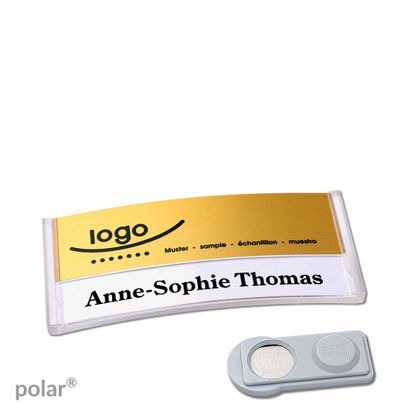 Name badges polar® alu-print magnet 65 x 30 mm  | transparent  | gold  | smag® Magnet 