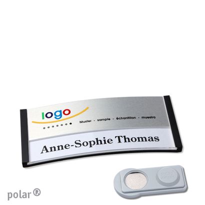 Jmenovky polar® alu-print, magnet 65 x 30 mm  | černá  | stříbrná  | Magnet smag® 