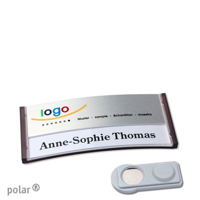 Name badges polar® alu-print magnet 65 x 30 mm  | translucent|anthracite  | silver  | smag® Magnet 