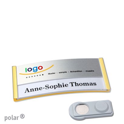 Name badges polar® alu-print magnet 65 x 30 mm  | gold  | silver  | smag® Magnet 