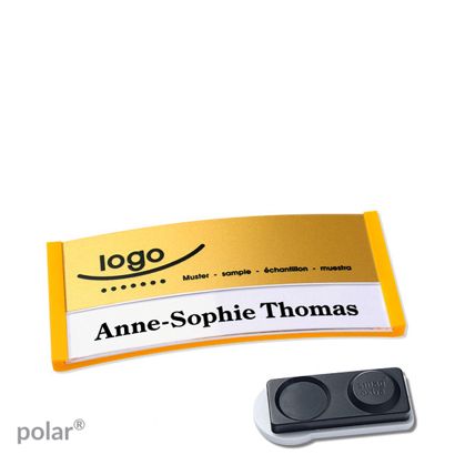 Name badges polar® alu-print magnet 65 x 30 mm  | yellow  | gold  | smag® magnet, extra strong 