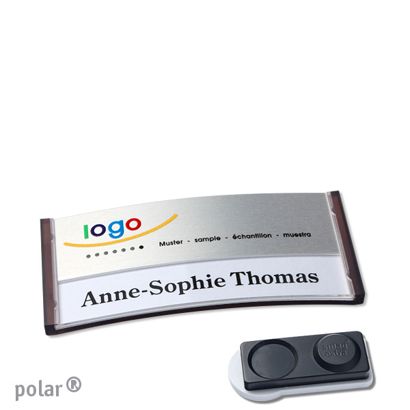 Name badges polar® alu-print magnet 65 x 30 mm  | translucent|anthracite  | silver  | smag® magnet, extra strong 