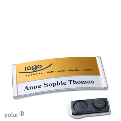 Jmenovky polar® alu-print, magnet 65 x 30 mm  | ušlechtilá ocel  | zlatá  | Magnet smag®, extra silný 