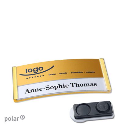 Name badges polar® alu-print magnet 65 x 30 mm  | gold  | gold  | smag® magnet, extra strong 