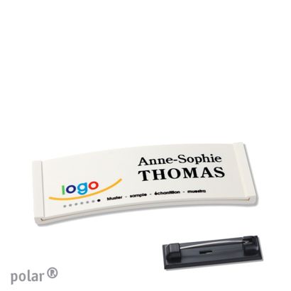 Jmenovky polar® color-complete, magnet 64 x 22 mm  | bílá  | Zapínací špendlík z ušlechtilé oceli 