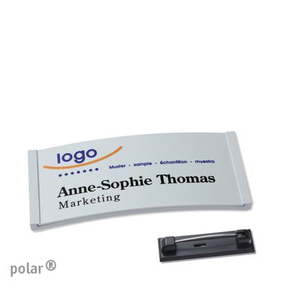 Jmenovky polar® color-complete, magnet 65 x 30 mm  | světle šedá  | Zapínací špendlík z ušlechtilé oceli 