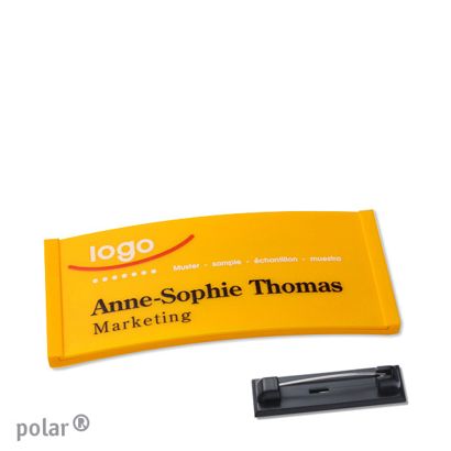 Jmenovky polar® color-complete, magnet 65 x 30 mm  | žlutá  | Zapínací špendlík z ušlechtilé oceli 