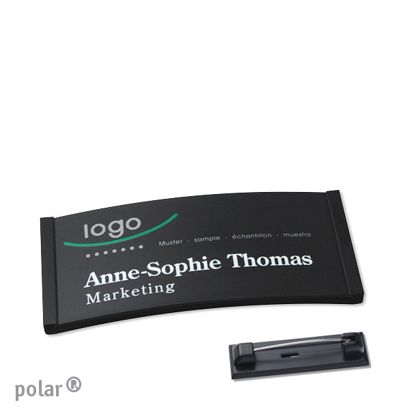 Jmenovky polar® color-complete, magnet 65 x 30 mm  | černá  | Zapínací špendlík z ušlechtilé oceli 