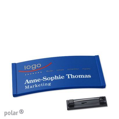Jmenovky polar® color-complete, magnet 65 x 30 mm  | modrá  | Zapínací špendlík z ušlechtilé oceli 