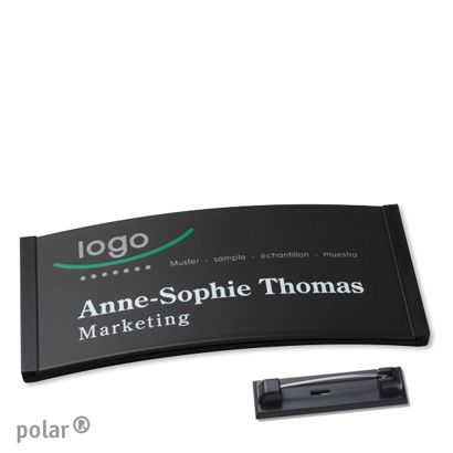 Jmenovky polar® color-complete se špendlíkem 74 x 34 mm  | černá 