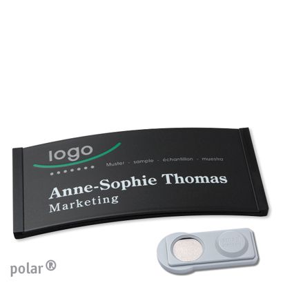 Jmenovky polar® color-complete, magnet 74 x 34 mm  | černá  | Magnet smag® 
