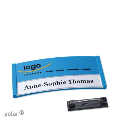 Jmenovky polar® color-print se špendlíkem 65 x 30 mm  | středně modrá 