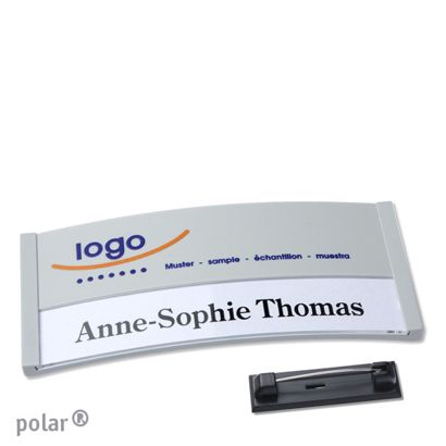 Jmenovky polar® color-print se špendlíkem 74 x 34 mm  | světle šedá 