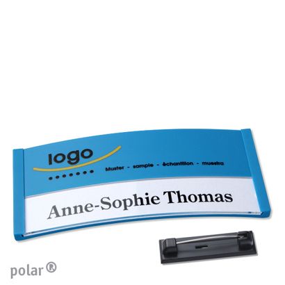 Jmenovky polar® color-print se špendlíkem 74 x 34 mm  | středně modrá 